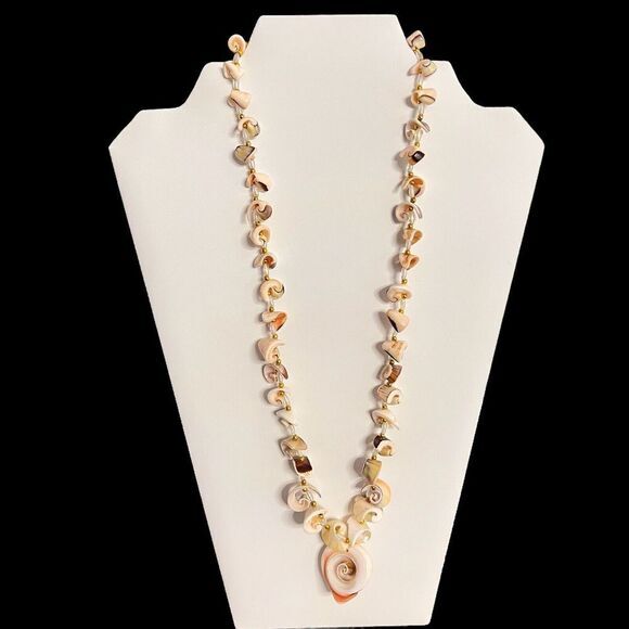 VINTAGE Women's Necklace Natural Cocomurex‎ Luhuanus Sea Shell Beaded 23 in. - Picture 10 of 12
